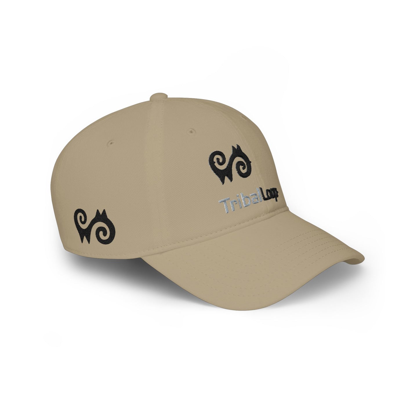 Tribal Loop Low Profile Baseball Cap — Embroidered Tribal adinkra identity Design Hat
