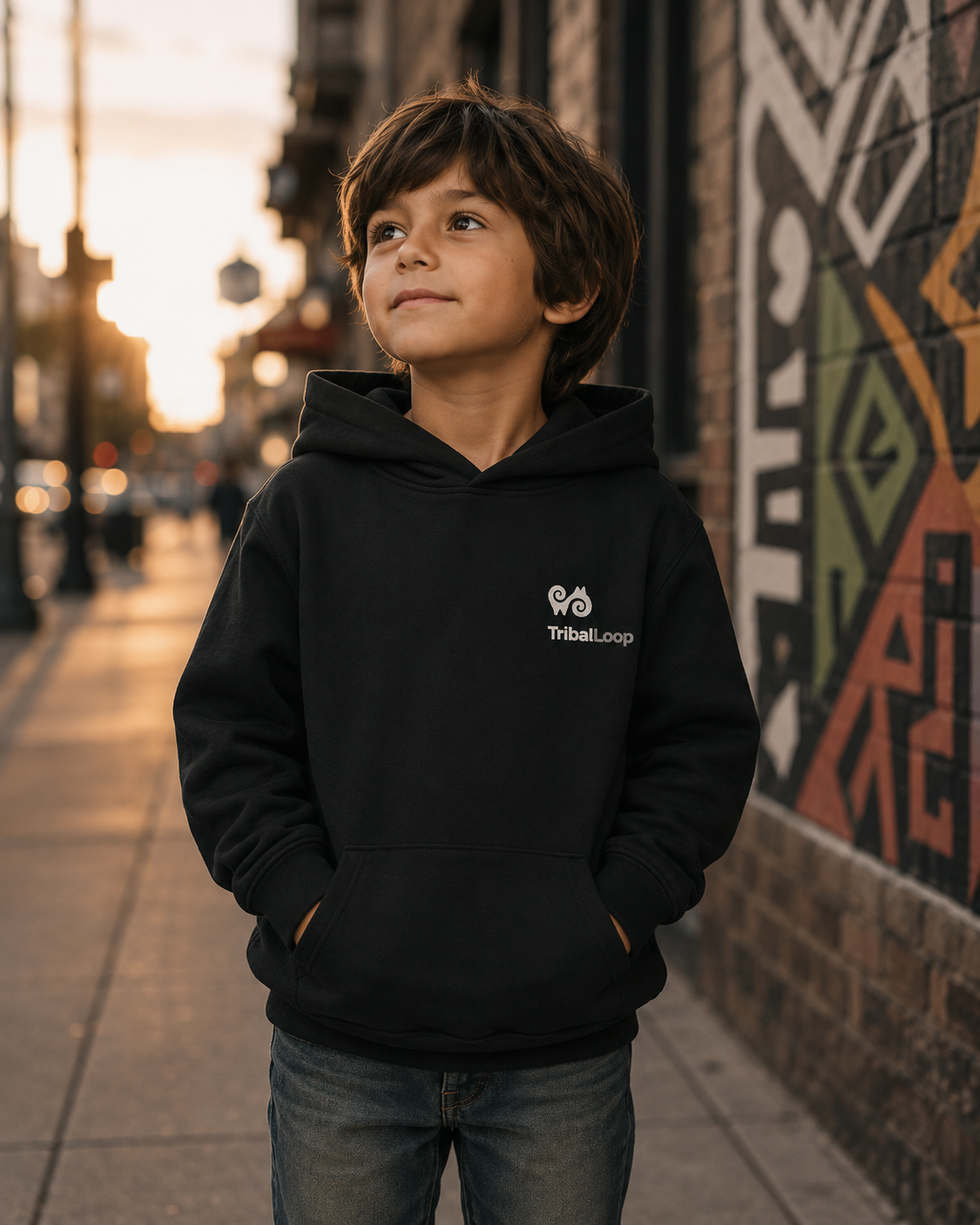 Youth Hoodie — Tribal Loop Logo Pullover