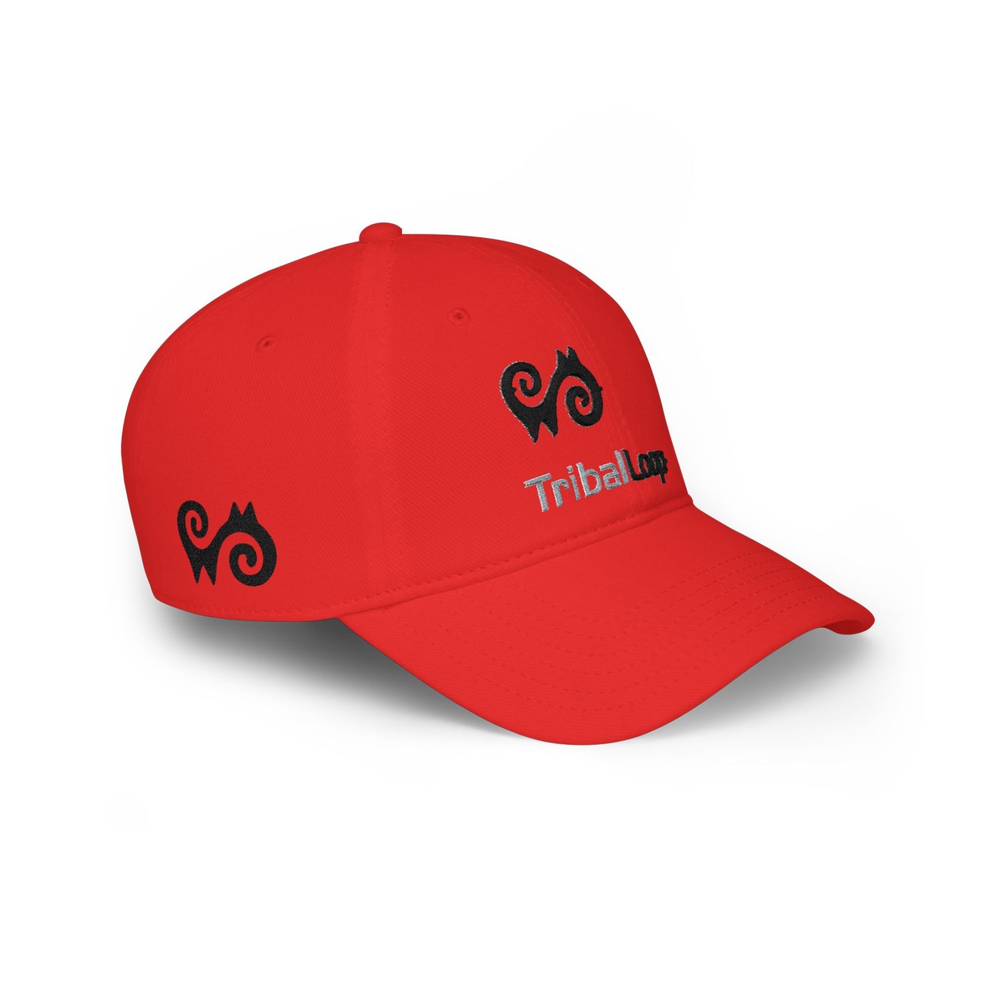 Tribal Loop Low Profile Baseball Cap — Embroidered Tribal adinkra identity Design Hat