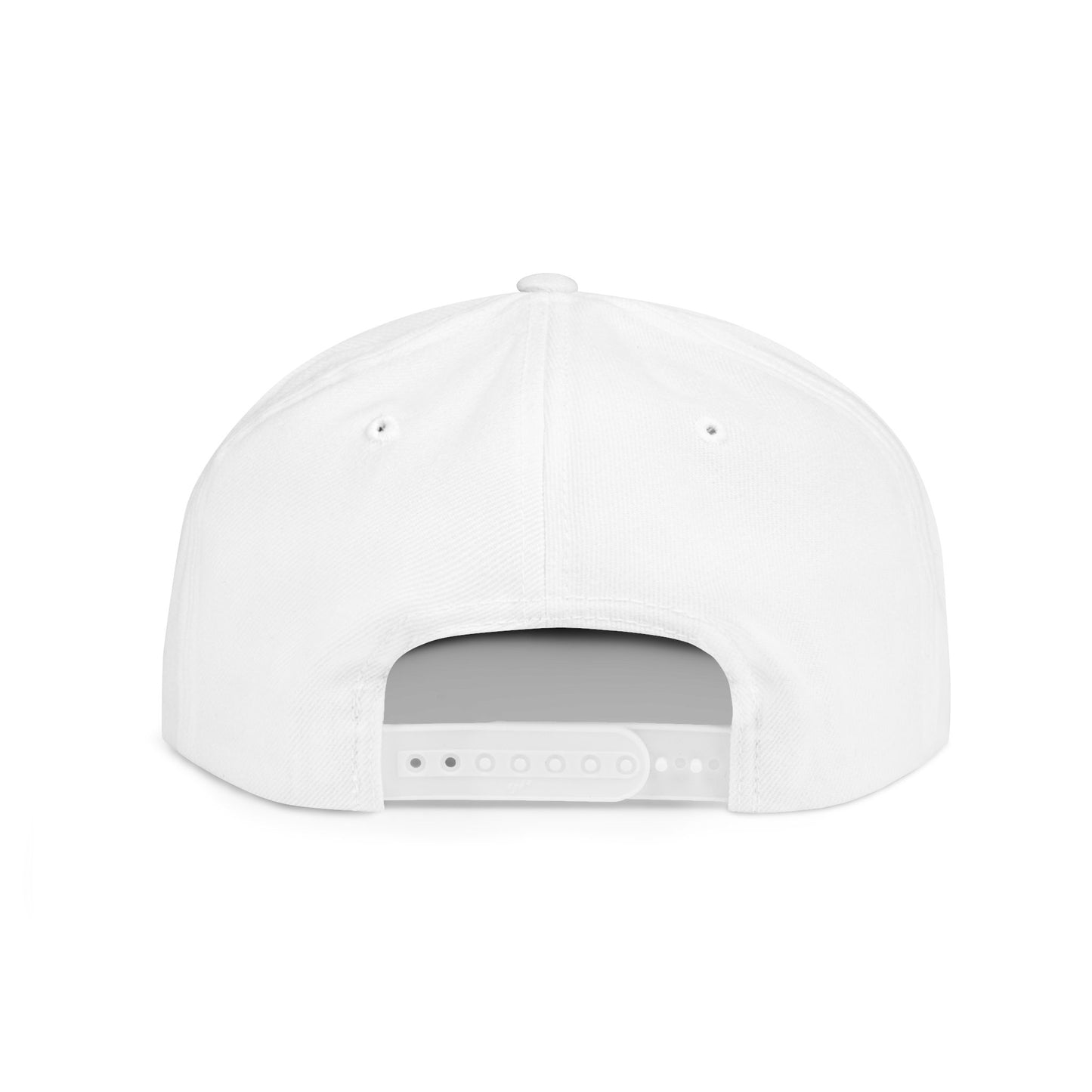 TribalLoop Flat Bill Snapback Hat — White Embroidered Logo Cap