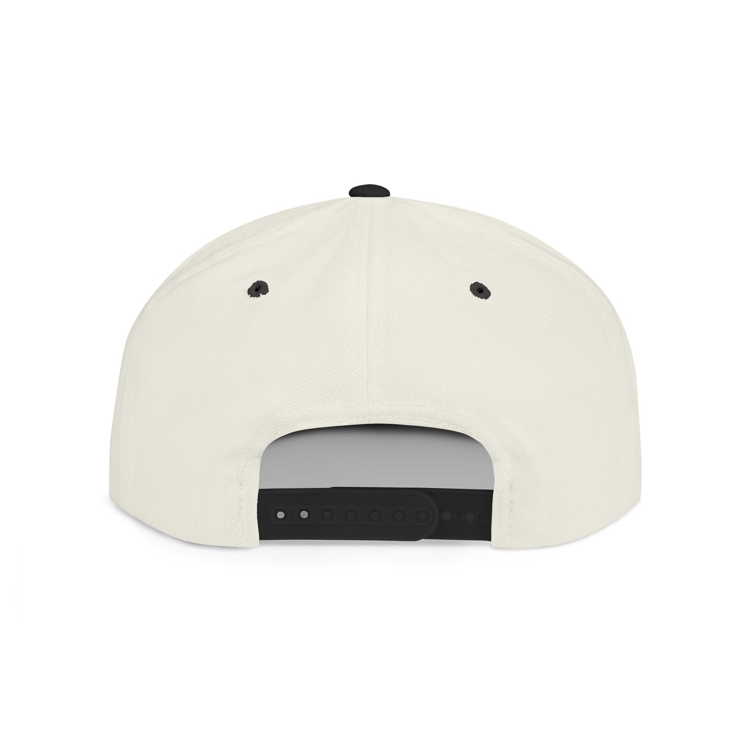TribalLoop Flat Bill Snapback Hat — White Embroidered Logo Cap