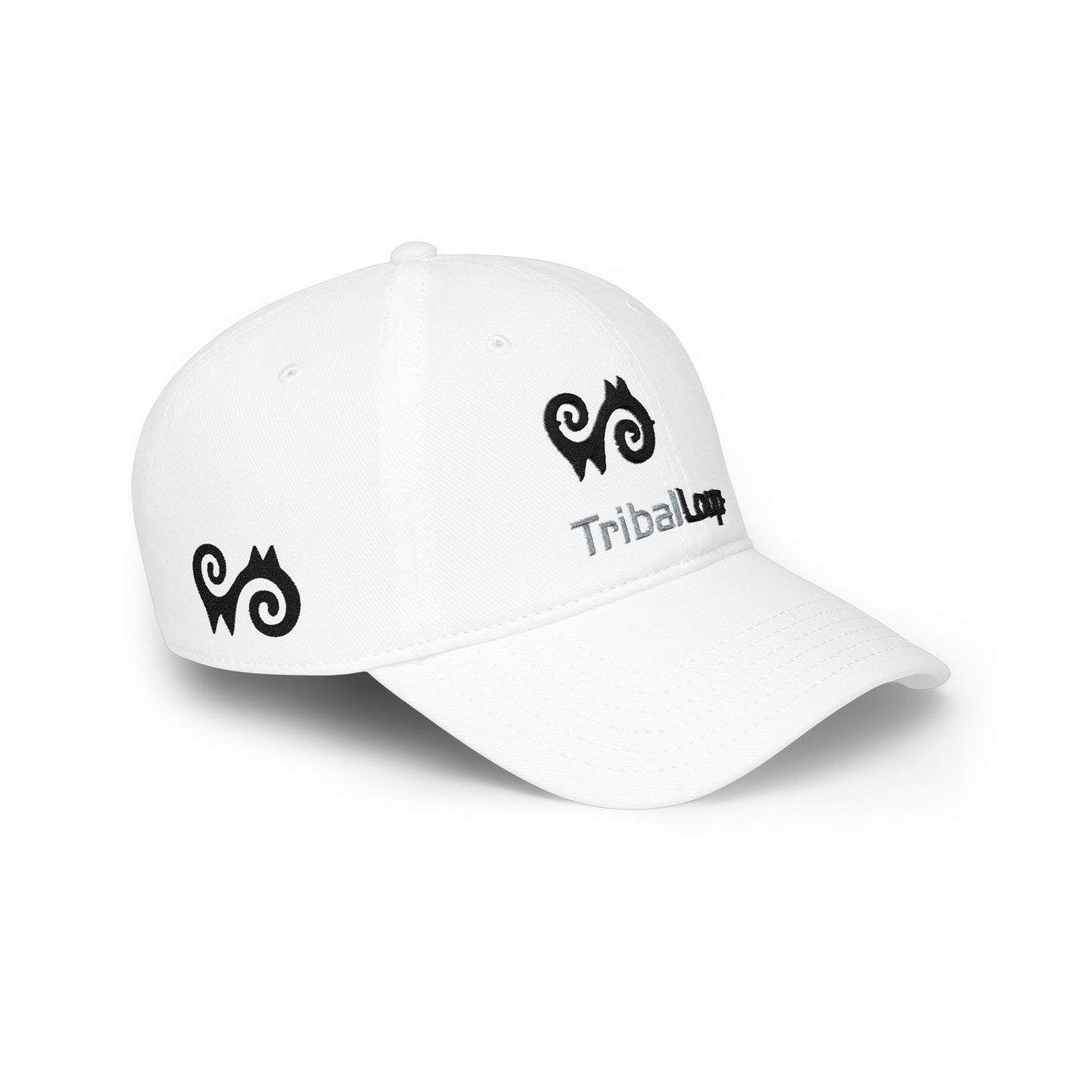 Tribal Loop Low Profile Baseball Cap — Embroidered Tribal adinkra identity Design Hat