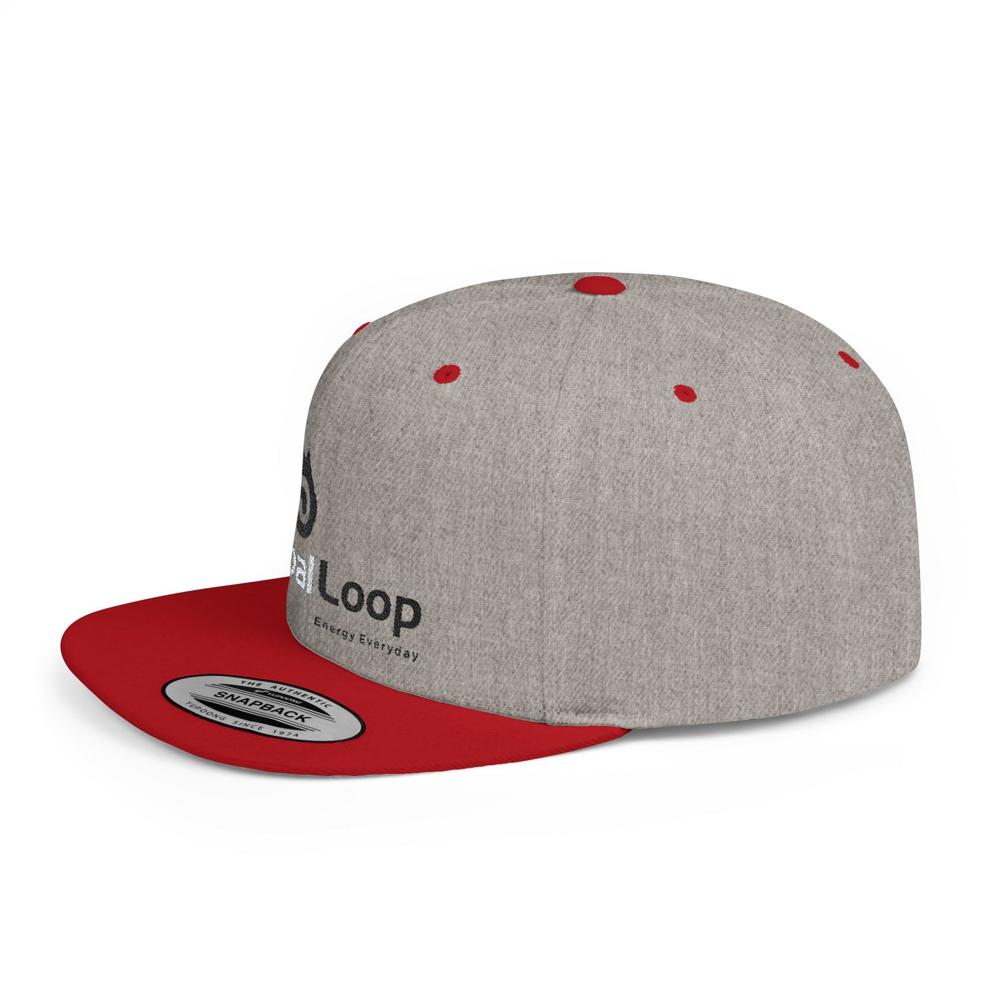 TribalLoop Flat Bill Snapback Hat — White Embroidered Logo Cap