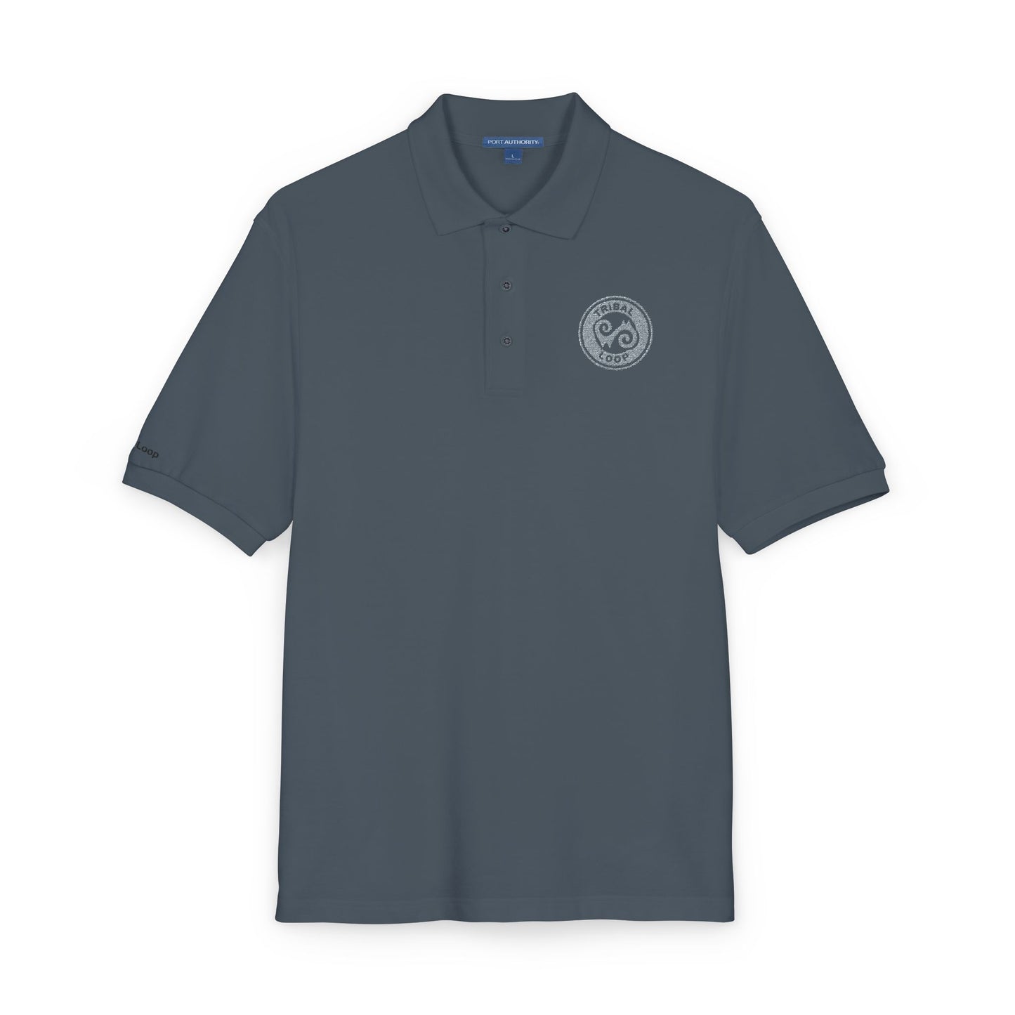 Tribal Loop embroidered Adinkra inspired Polo Shirt — Classic Crest Chest Logo