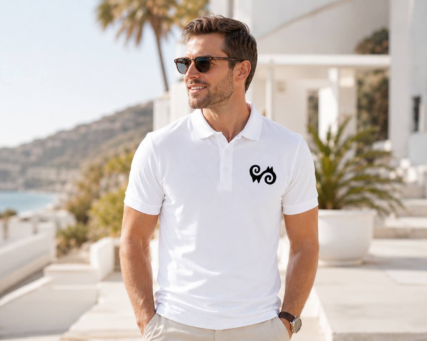 Tribal Loop Adinkra Energy inspired Men's Sport Polo Shirt