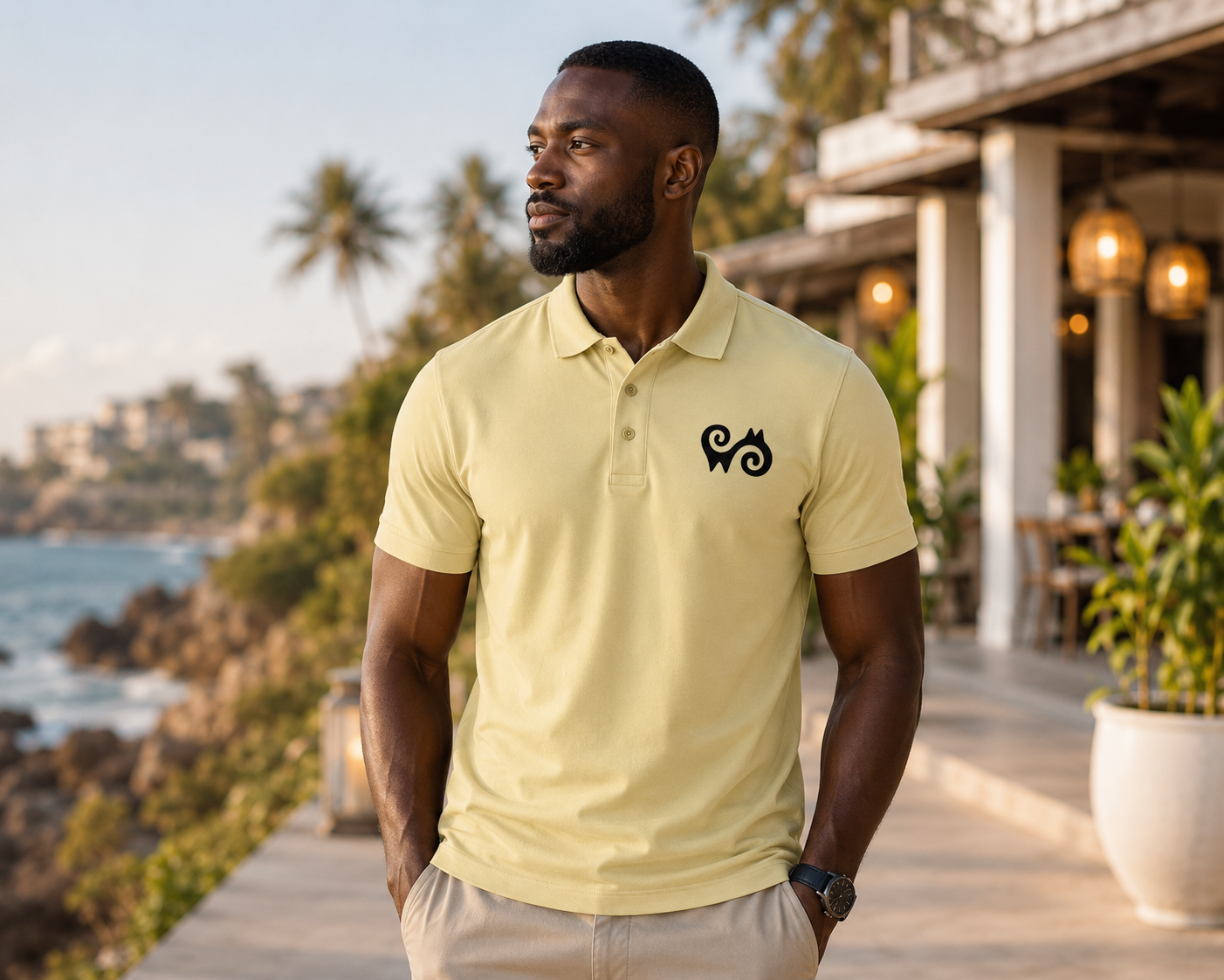 Tribal Loop Adinkra Energy inspired Men's Sport Polo Shirt