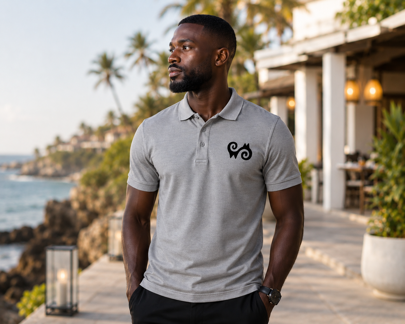 Tribal Loop Adinkra Energy inspired Men's Sport Polo Shirt