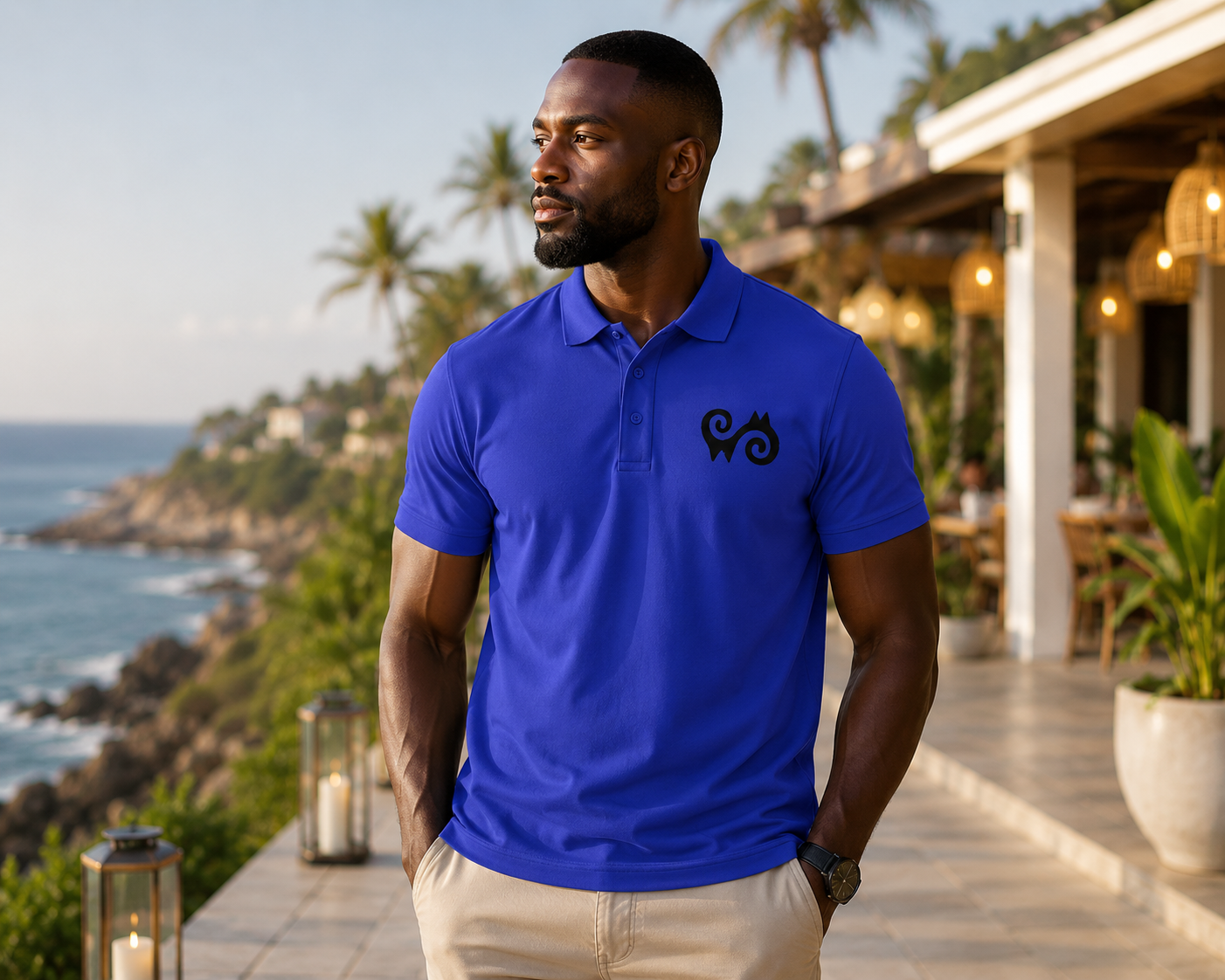 Tribal Loop Adinkra Energy inspired Men's Sport Polo Shirt