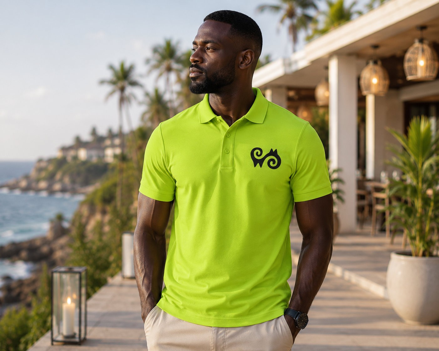 Tribal Loop Adinkra Energy inspired Men's Sport Polo Shirt