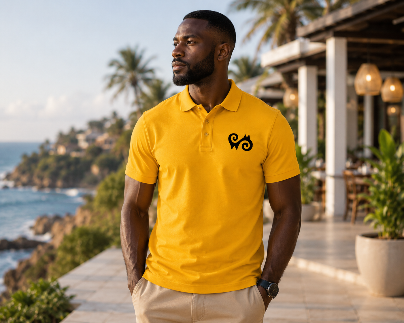 Tribal Loop Adinkra Energy inspired Men's Sport Polo Shirt