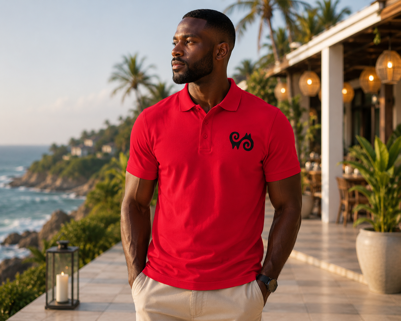 Tribal Loop Adinkra Energy inspired Men's Sport Polo Shirt