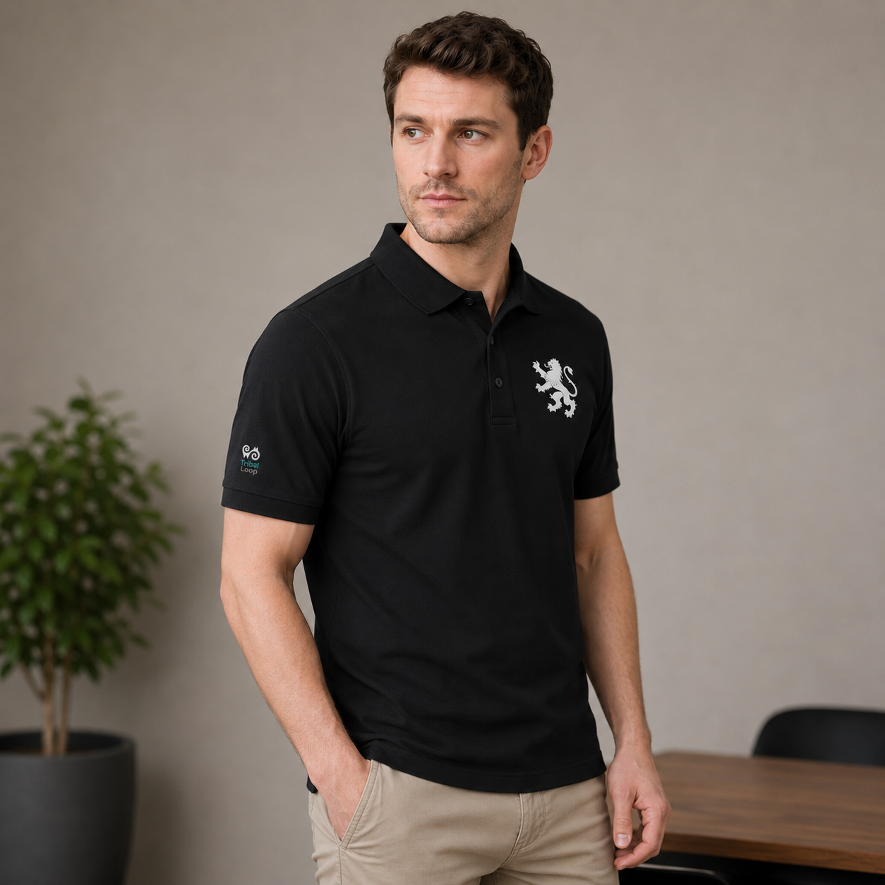 Tribal loop medieval lion Unisex Polo Shirt (Embroidery)
