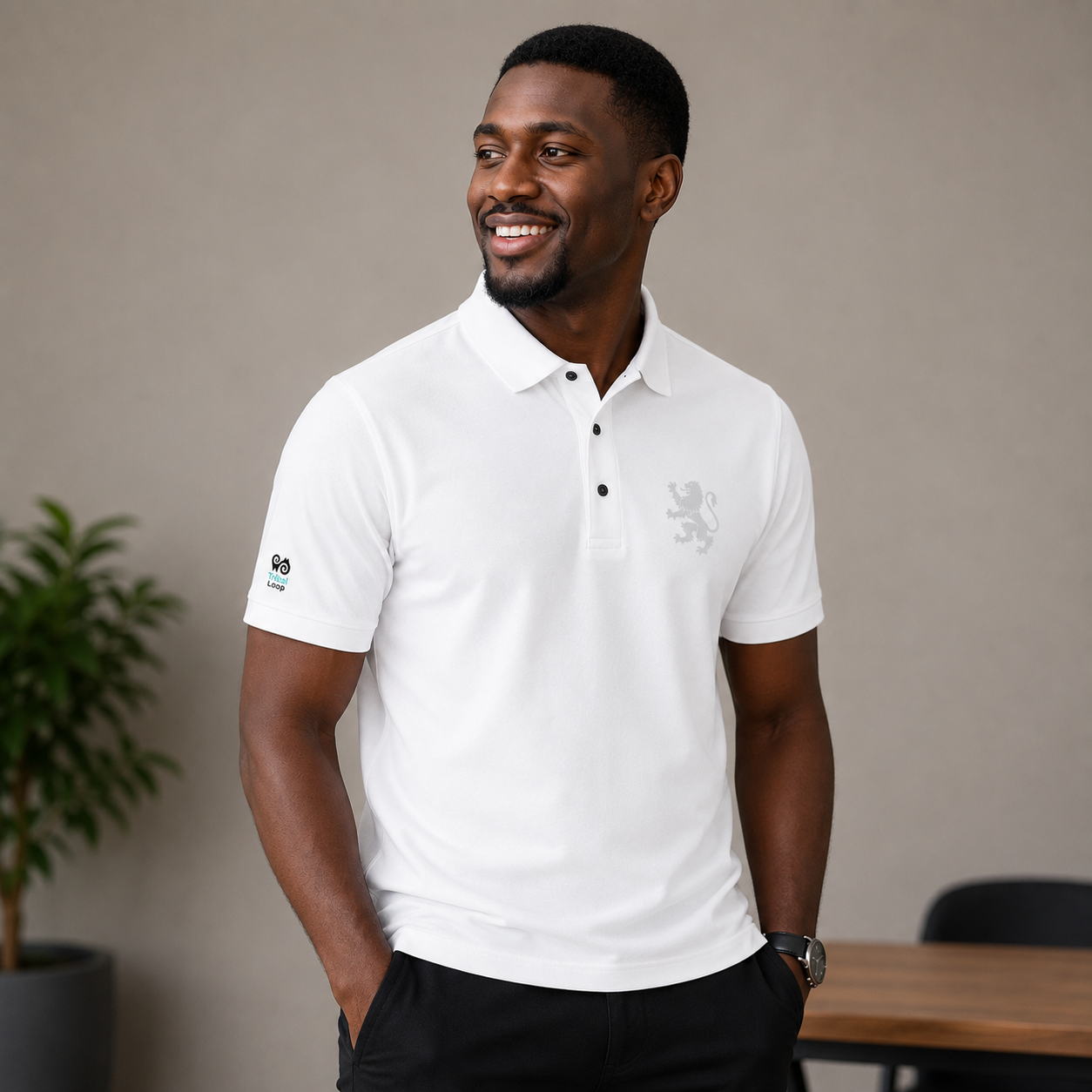 Tribal loop medieval lion Unisex Polo Shirt (Embroidery)