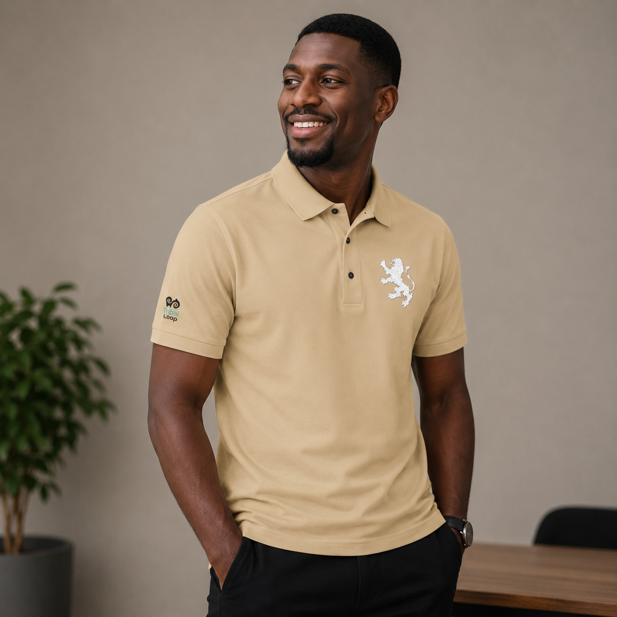 Tribal loop medieval lion Unisex Polo Shirt (Embroidery)