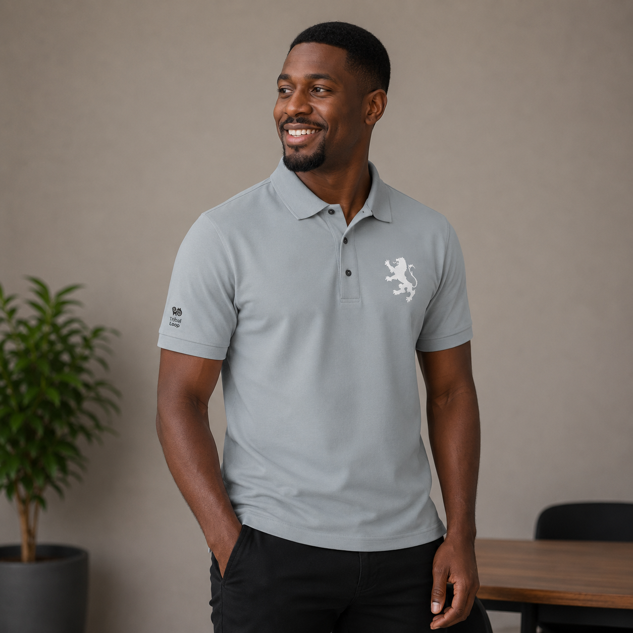 Tribal loop medieval lion Unisex Polo Shirt (Embroidery)