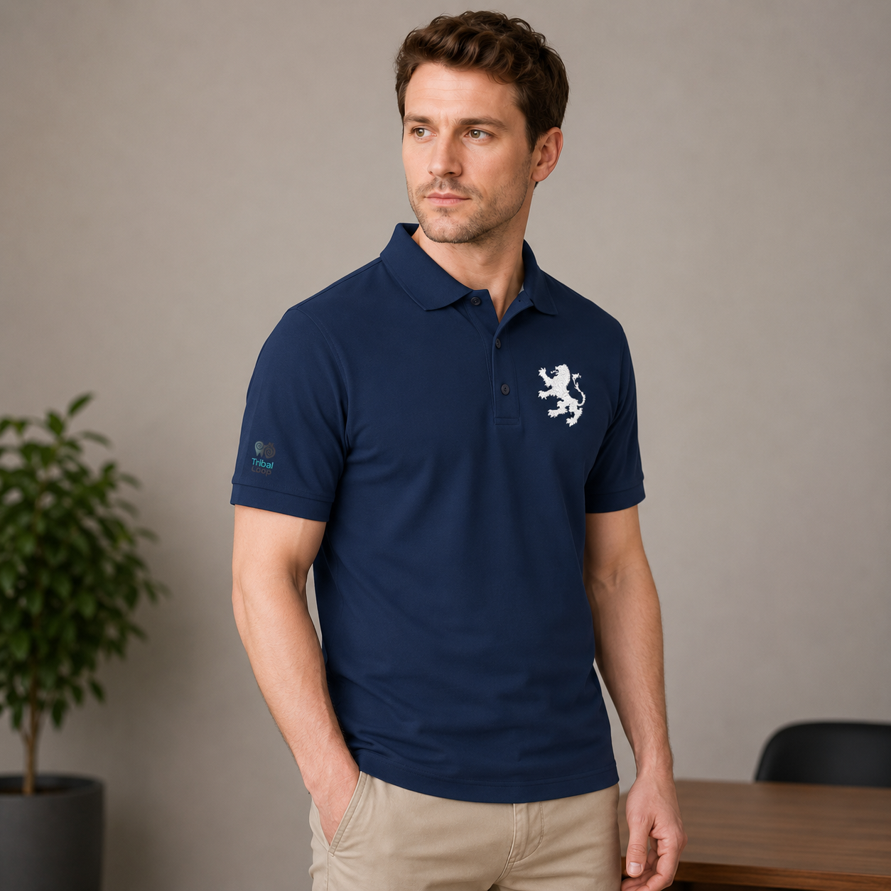 Tribal loop medieval lion Unisex Polo Shirt (Embroidery)