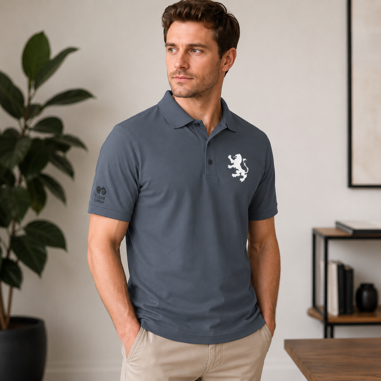 Tribal loop medieval lion Unisex Polo Shirt (Embroidery)
