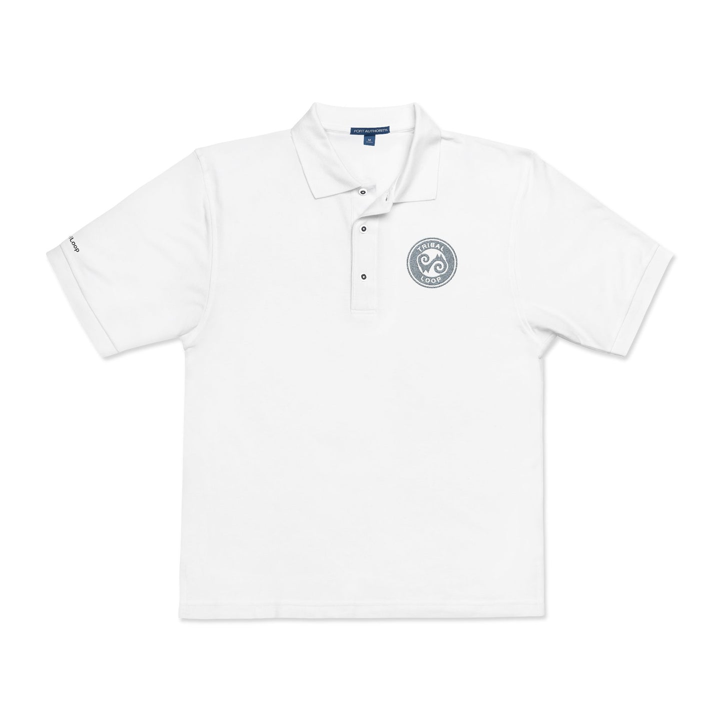Tribal Loop embroidered Adinkra inspired Polo Shirt — Classic Crest Chest Logo