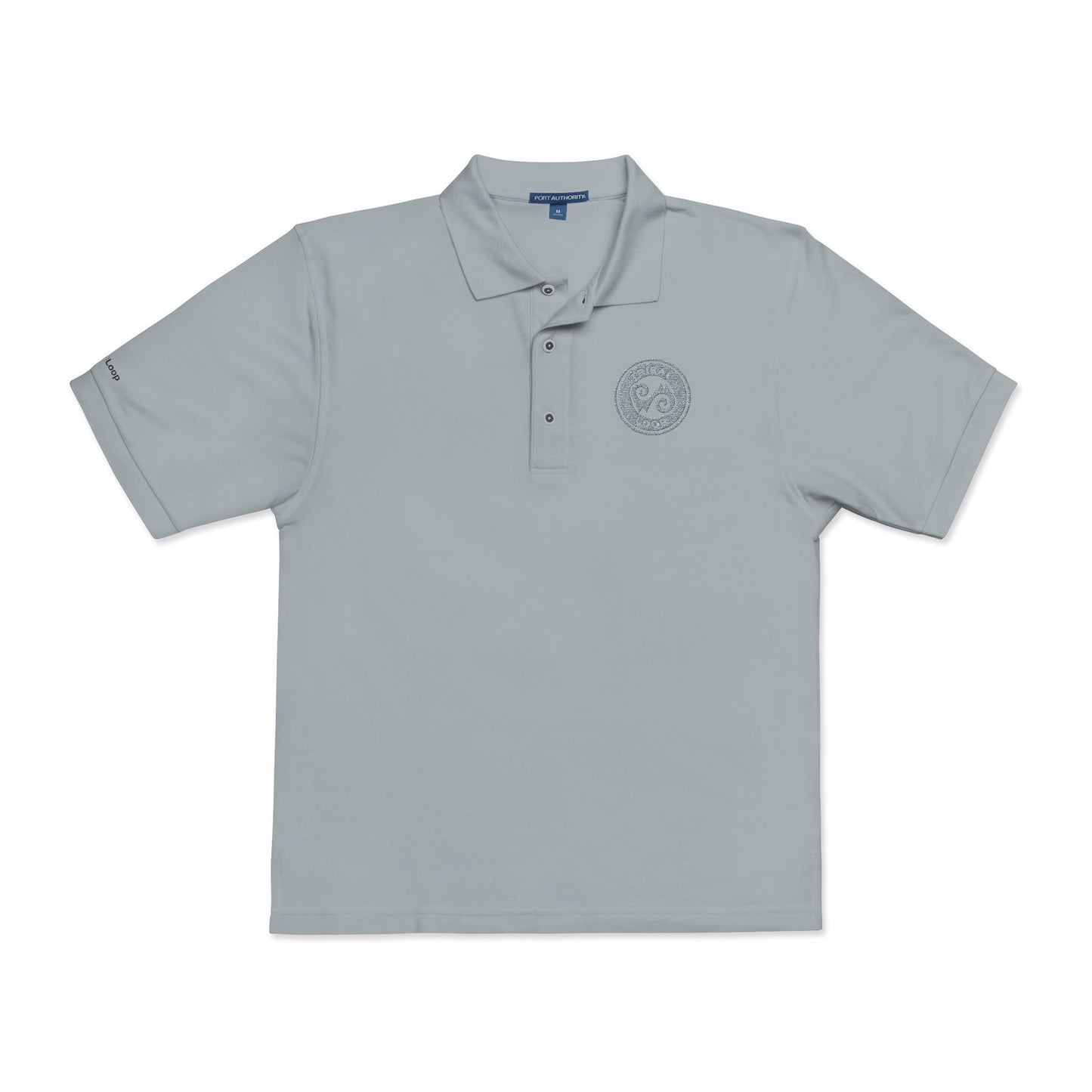 Tribal Loop embroidered Adinkra inspired Polo Shirt — Classic Crest Chest Logo