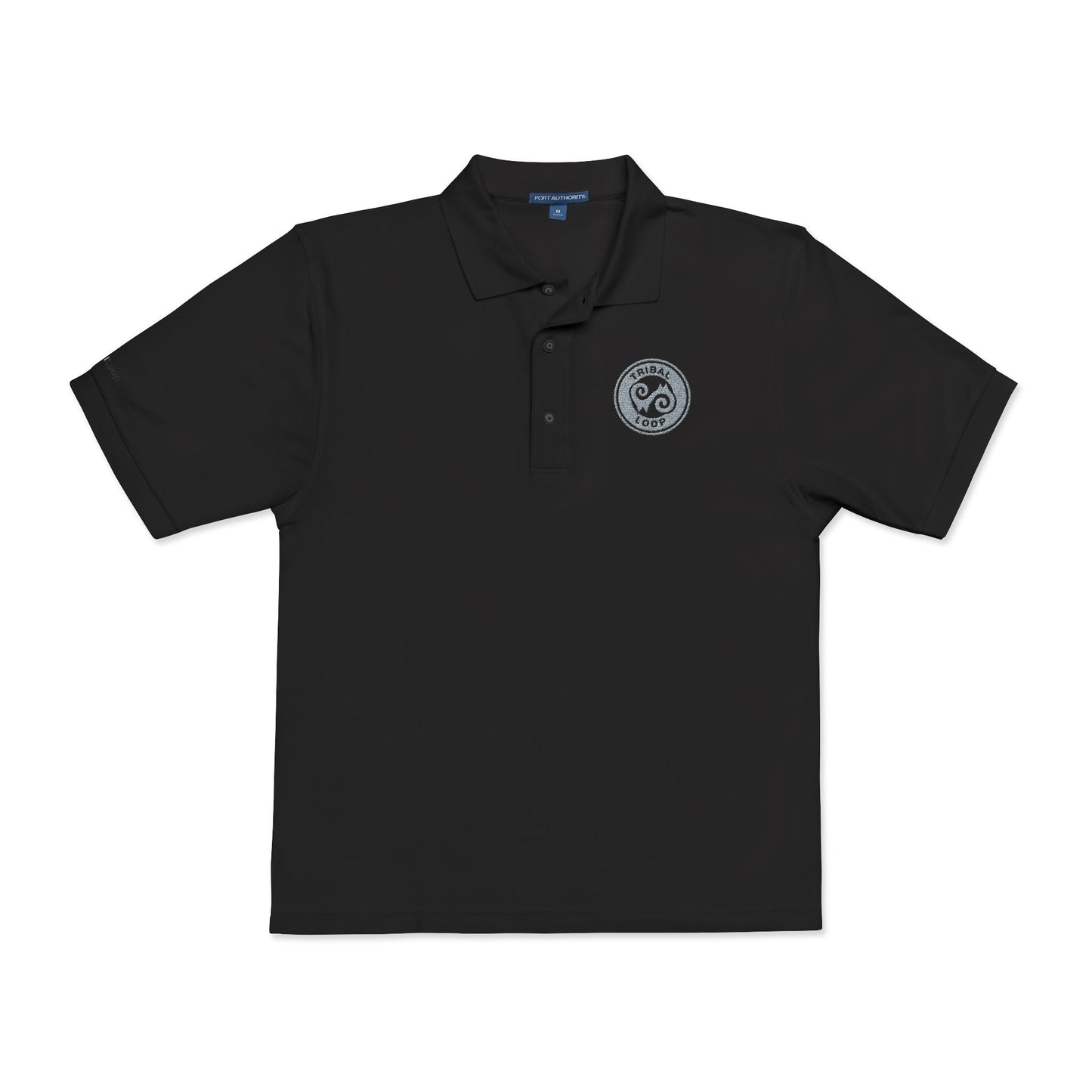 Tribal Loop embroidered Adinkra inspired Polo Shirt — Classic Crest Chest Logo