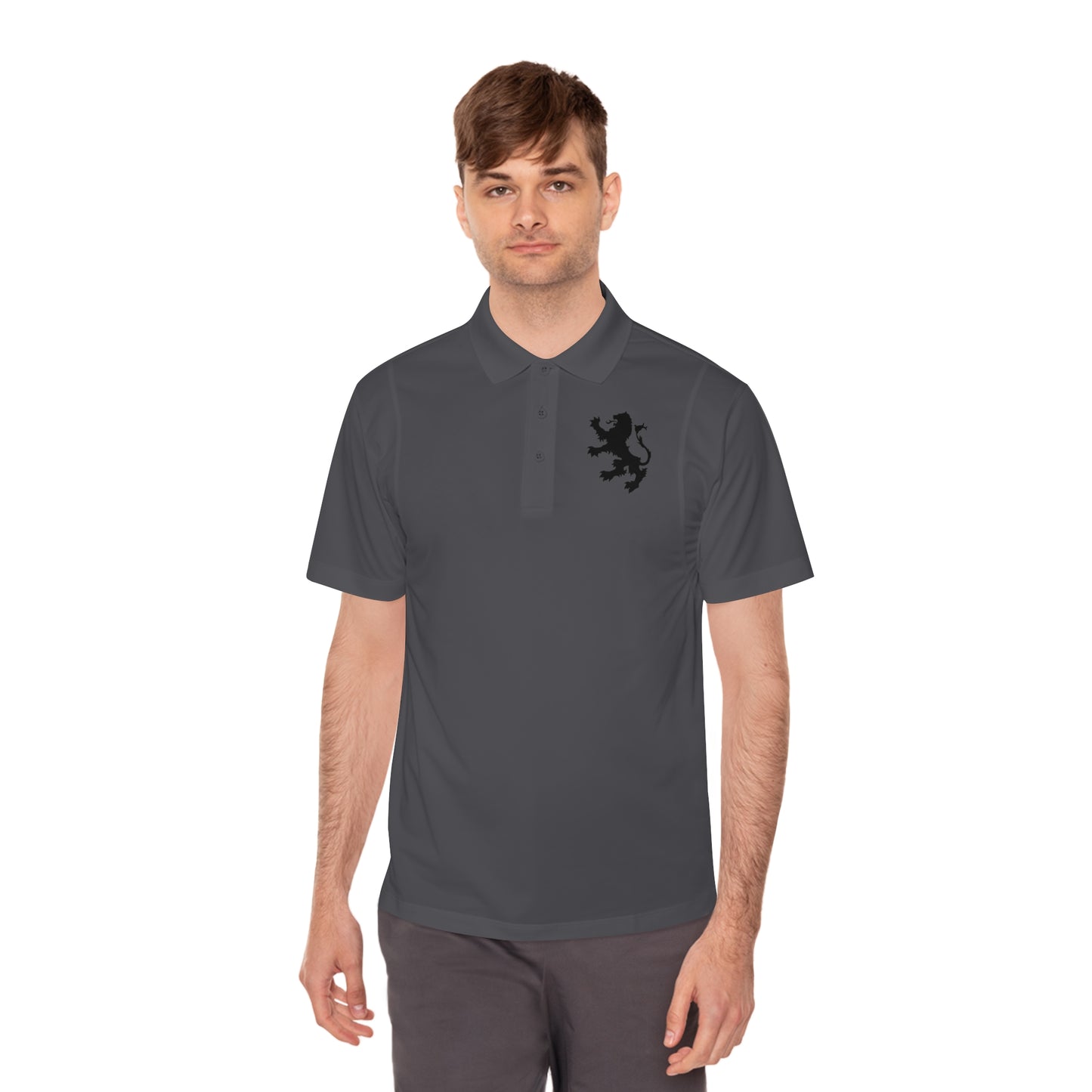 Tribal Loop Men's Sport Polo Shirt — Black Lion