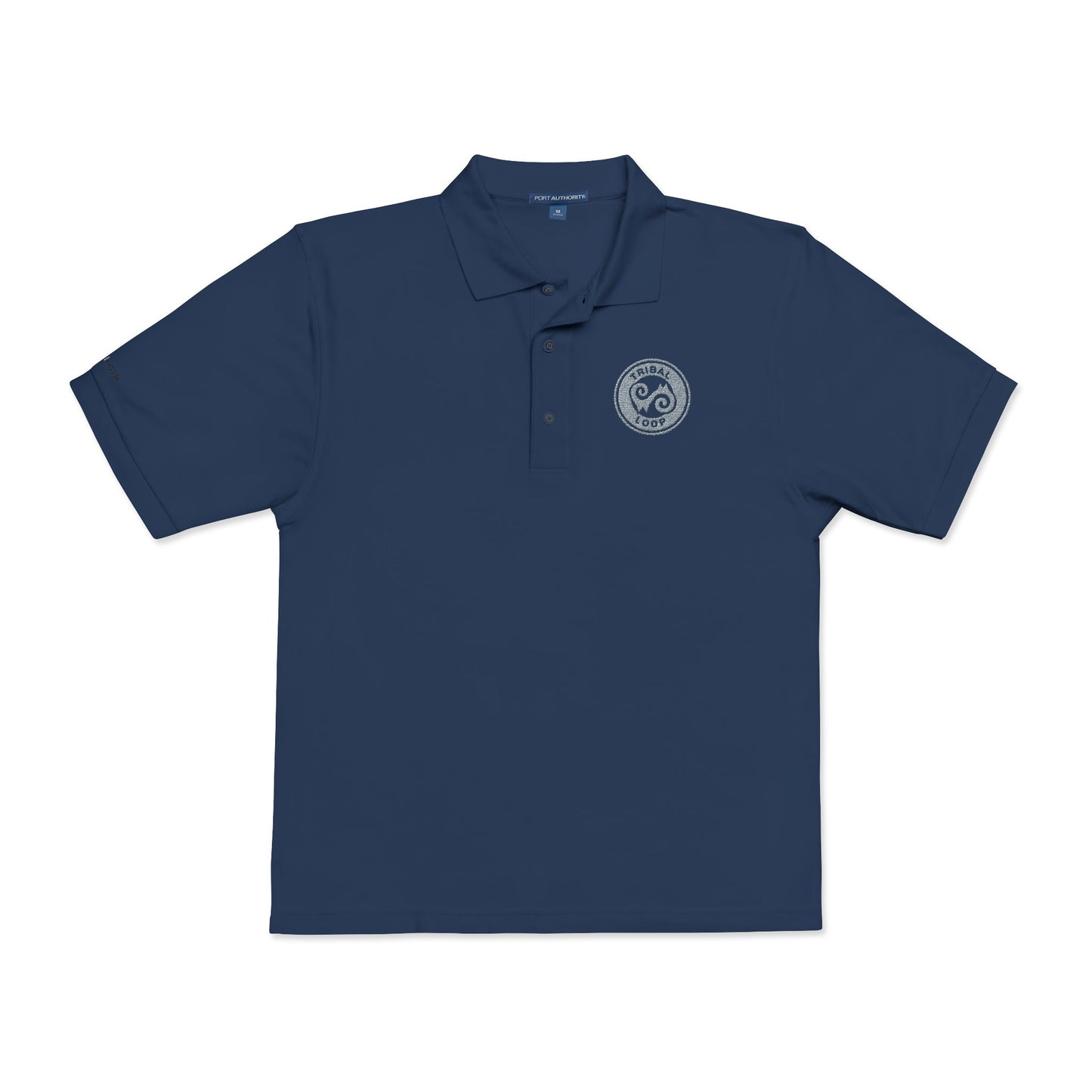 Tribal Loop embroidered Adinkra inspired Polo Shirt — Classic Crest Chest Logo
