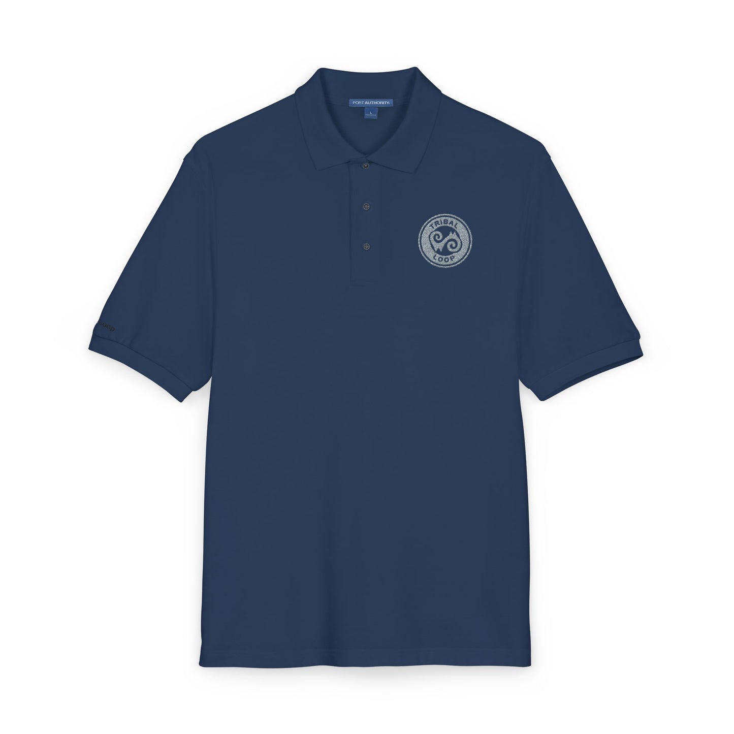 Tribal Loop embroidered Adinkra inspired Polo Shirt — Classic Crest Chest Logo