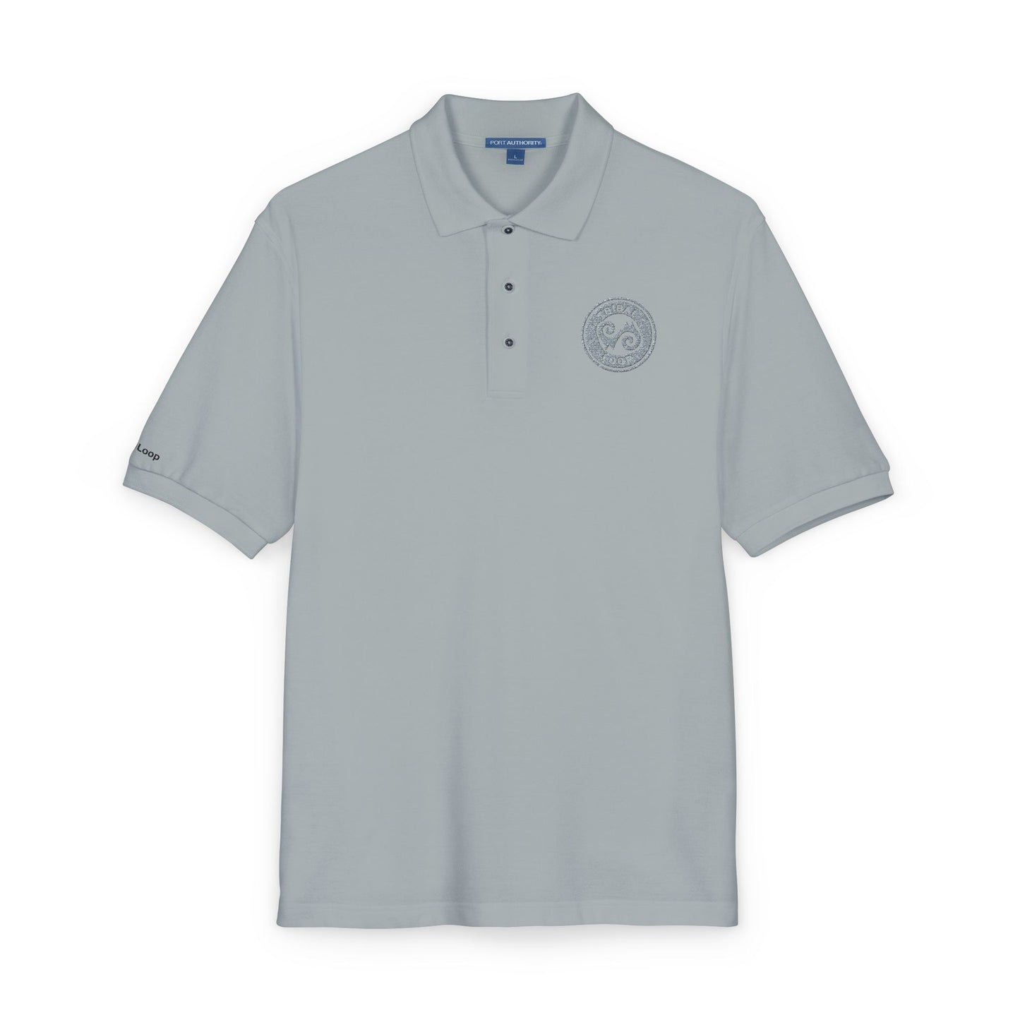 Tribal Loop embroidered Adinkra inspired Polo Shirt — Classic Crest Chest Logo