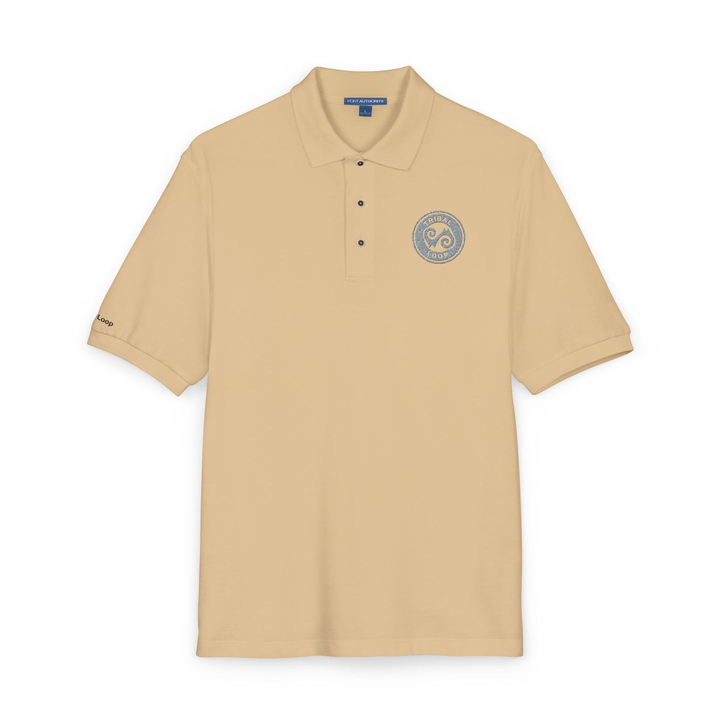 Tribal Loop embroidered Adinkra inspired Polo Shirt — Classic Crest Chest Logo