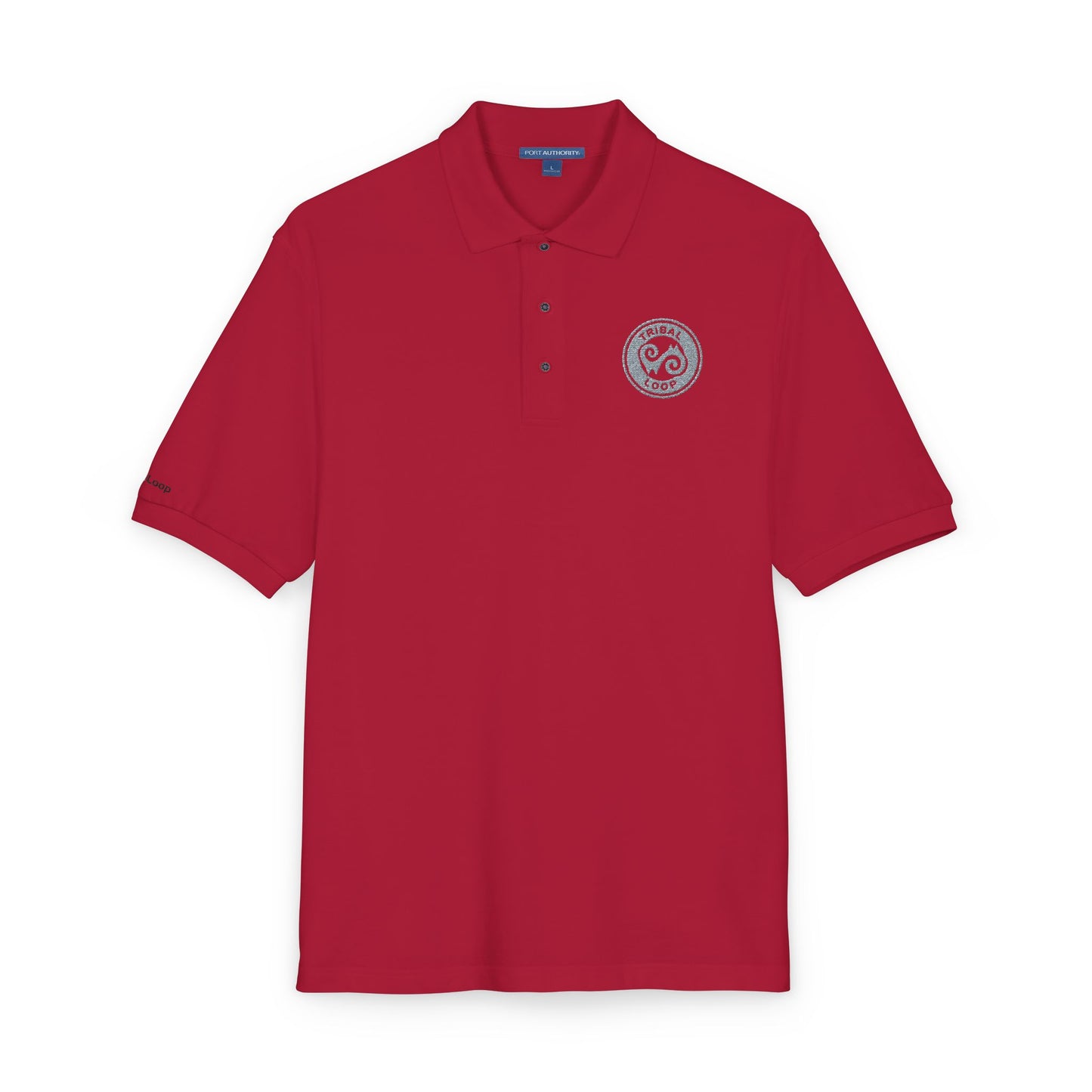 Tribal Loop embroidered Adinkra inspired Polo Shirt — Classic Crest Chest Logo