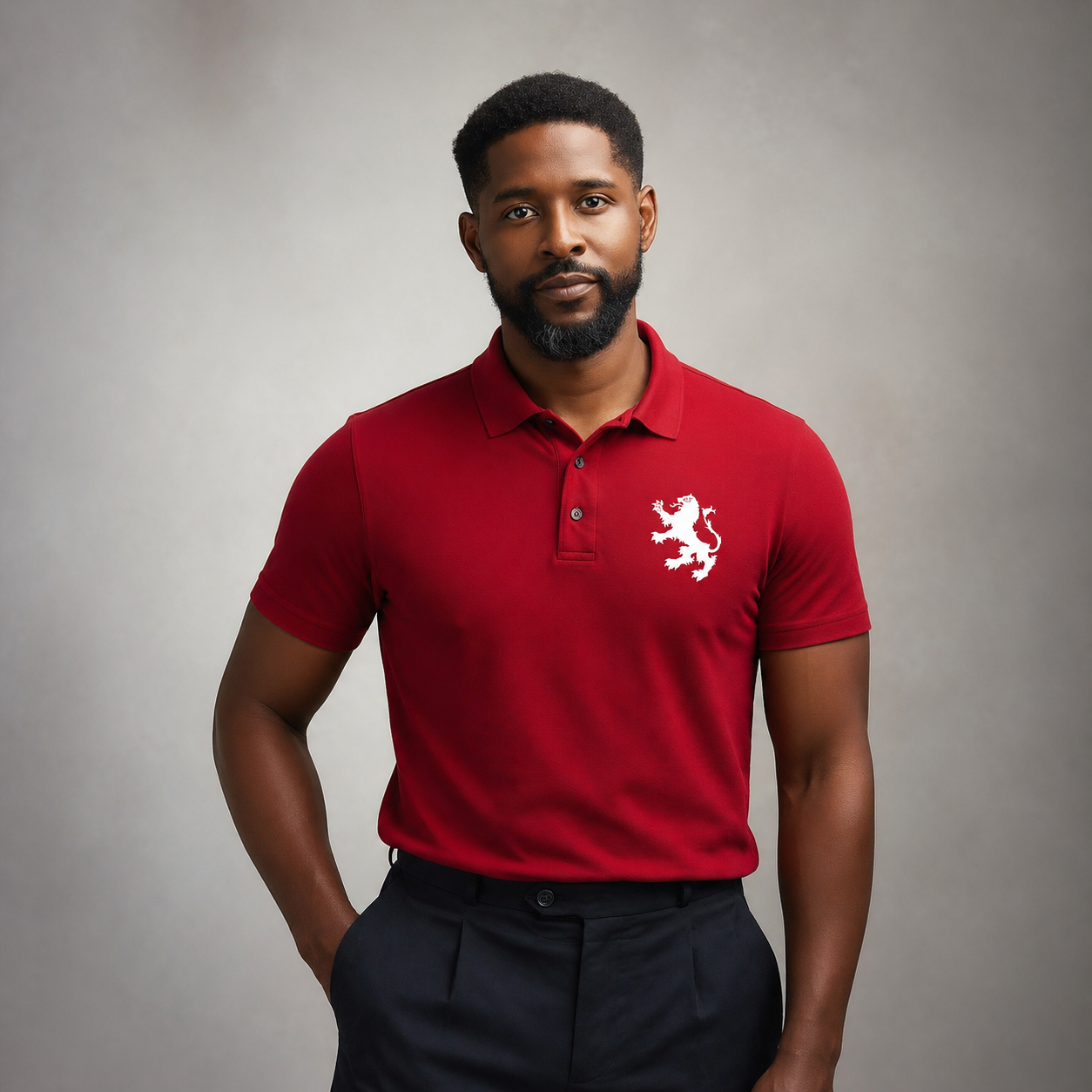 Tribal Loop Men's Sport Polo Shirt — White Lion